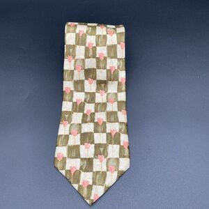 Kolte Floral Green Silk Tie Handmade Italy 100% Silk Men's Necktie